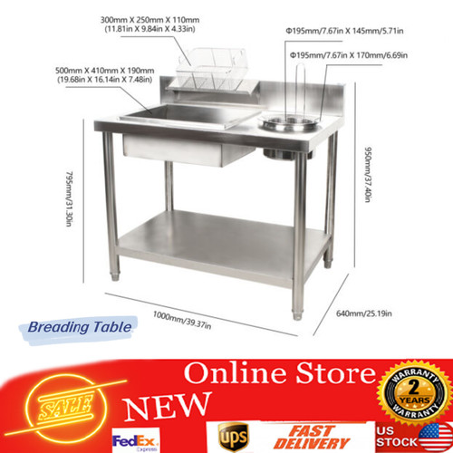 Breading table fried food prep - fried,